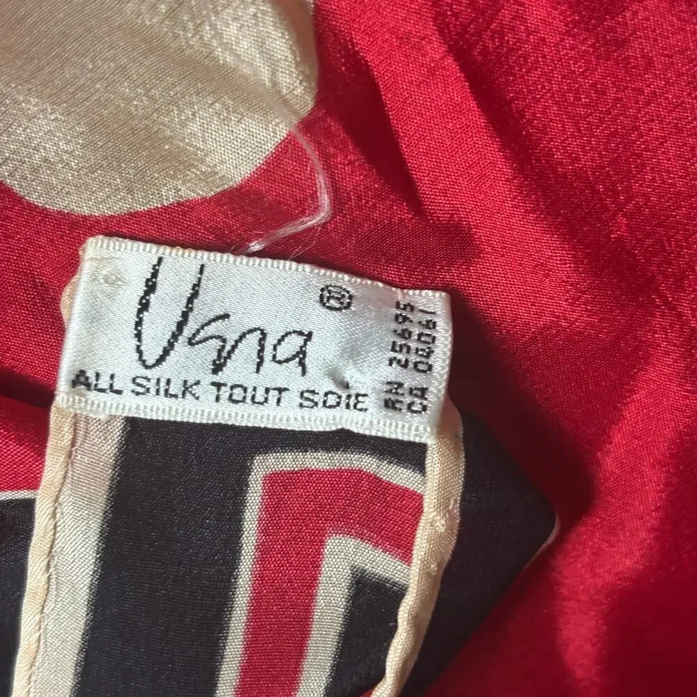 Uena Vintage Silk 80s Scarf Black Multicolor‎ made in japan